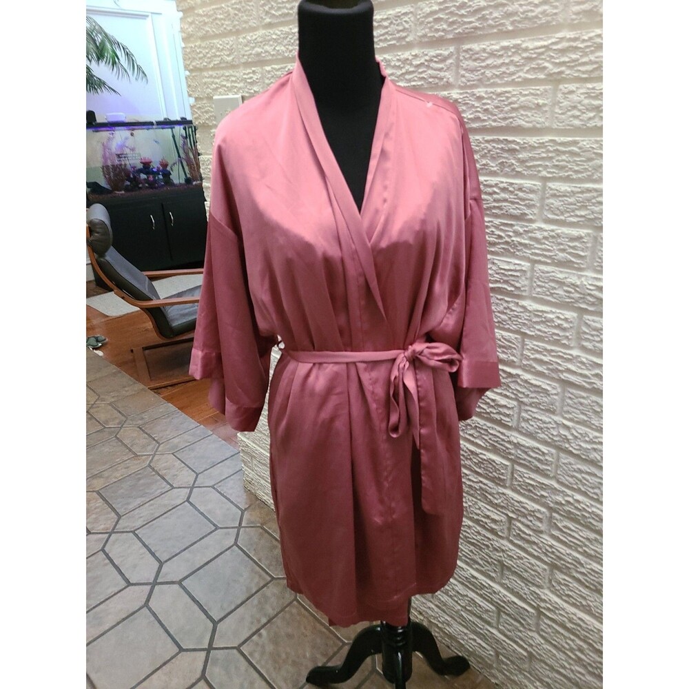 Victoria Secret rose robe M/L bell Sleeve Belted pockets